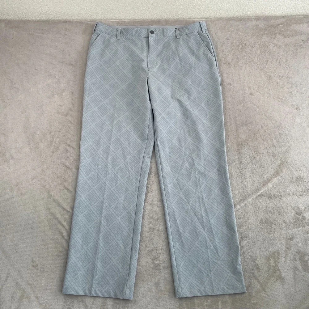 Adidas Performance Golf Pants Men 38x32 Grey Geometric AOP Stretch Straight NWOT